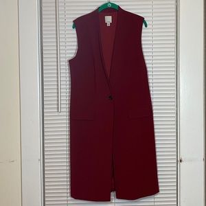 Halogen Sleeveless Blazer Vest BURGUNDY SZ L